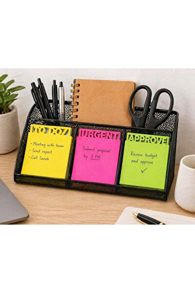 Generic Adhesive Die Cut Sticky Notes Memo Set, (To Doz, Urgent, Approve. Neo...