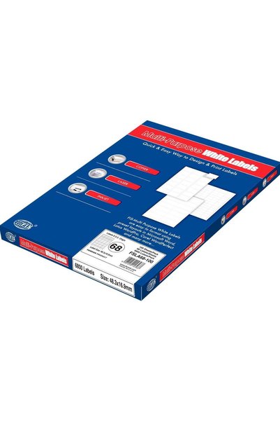 Generic FIS Multipurpose Laser Labels, Colour White, Size 48.3X16.9MM (68 Sti...