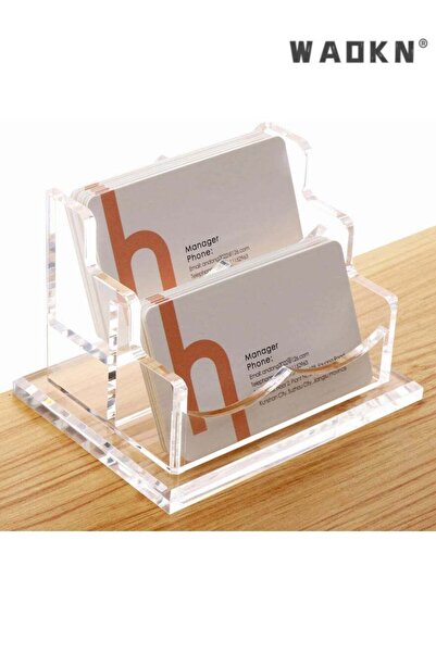 Generic Business Card Holder for Desk 2 Tier 2 Slots, Clear Acrylic Business ...