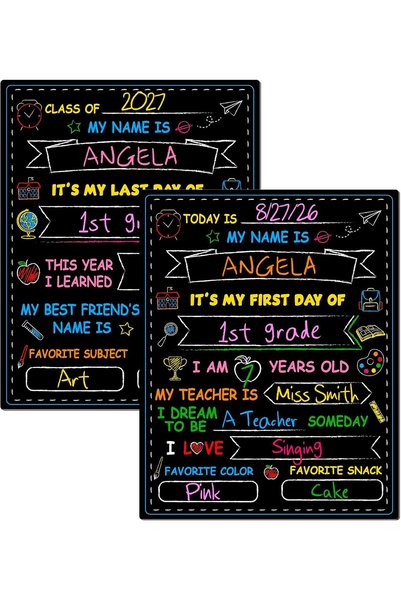 Generic ARS First & Last Day of School Chalkboard, Double Sided First Day Sch...