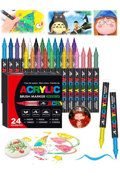 Generic 24 Colors Direct Liquid Soft Head Acrylic Marker Pens,Tooli Art Acryl...