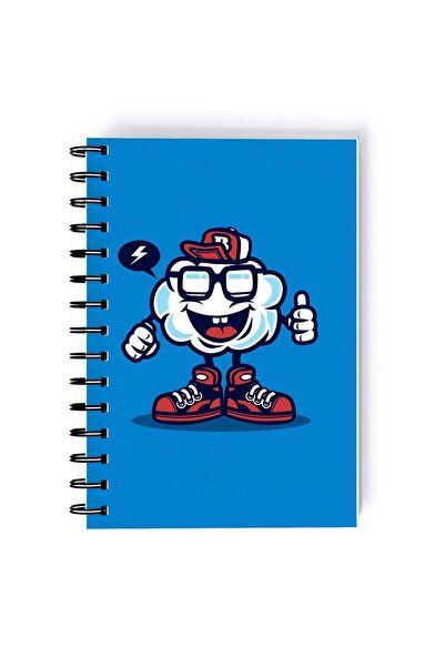 Generic Cloud Character Rectangle Spiral A5 Notebook Multicolour