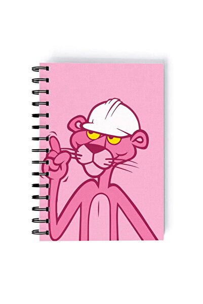 Generic Pink Panther Logo Printed Spiral A5 Notebook Pink/White/Black