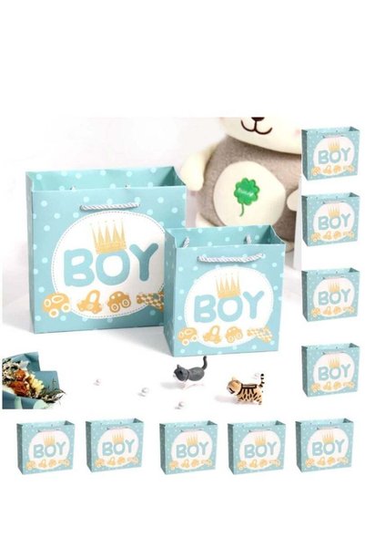 Generic 10 Pieces Luxury Boy Gift Paper Bags Kids Personalized Fold Boutique ...