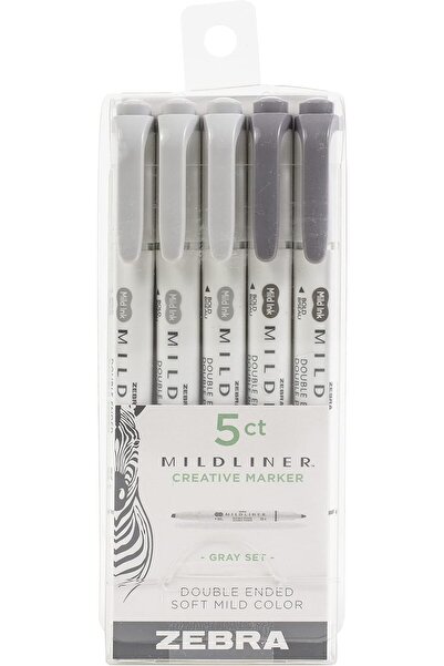Generic Zebra Mildliner Double Ended Highlighters, Gray Set, 5 Pack