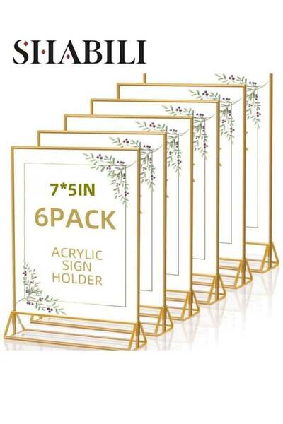 Generic 6PCS 5*7in Acrylic Sign Holder,L Shaped Desktop Display Holder, 17.78...