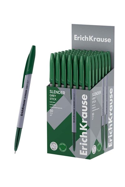 Generic 50-Piece Slender Grey Stick Ballpoint Pen 0.7mm Tip Green Ink
