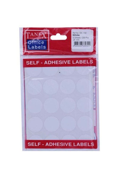 Generic 200-Piece Round Self Adhesive Labels White