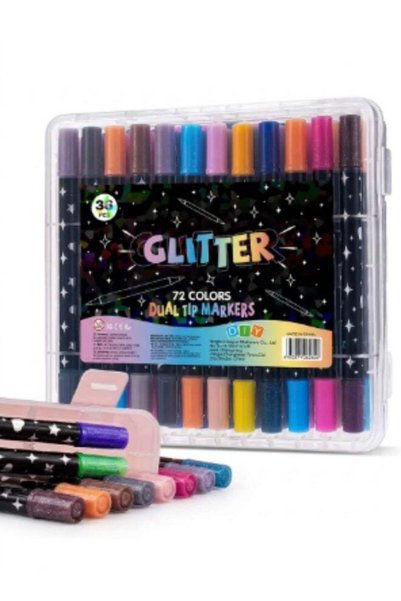 Generic Double-Sided Glitter Highlighter Marker Set – 36 Sparkle Colors for A...