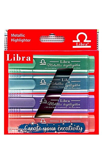 Generic 4-Pieces Metallic Highlighter Set Multicolour