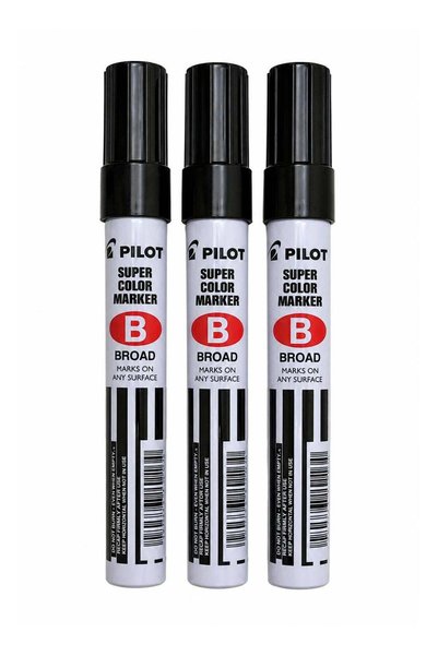Generic PILOT Super Color Permanent Marker, Pack of 3, Broad Tip, Black, Refi...