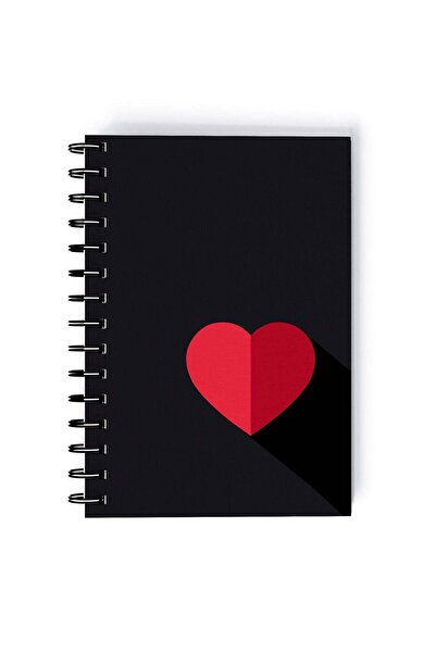 Generic Spiral A5 Notebook Heart Design Minimal Red Heart Aesthetics