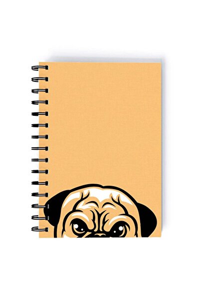 Generic Spiral A5 Notebook Cute Animal Pug Dog Beige Aesthetics