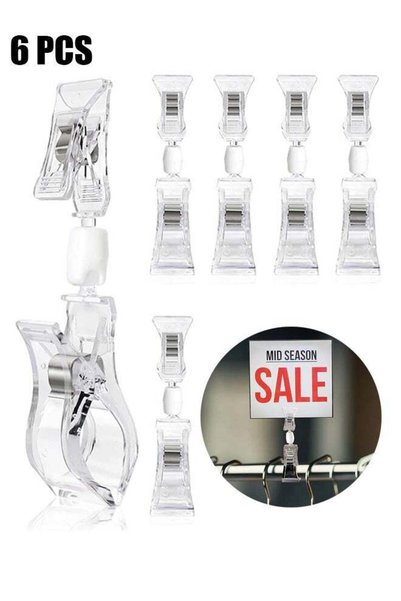 Generic 6 Pieces Plastic Merchandise Sign Clip Rotatable Sign Clips Rotatable...