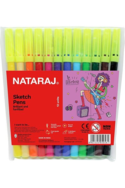 Generic Nataraj Sketch Pens - 12-Piece Multicolor Set