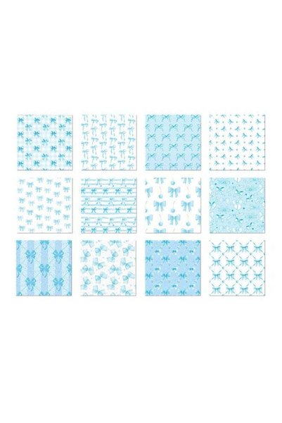 Generic 12pcs Blue Bow Pattern Gift Wrapping Paper Set - 15cm x 15cm Decorati...