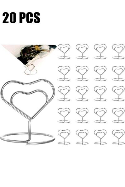Generic 20 Pcs Heart Metal Place Card Holder Stand, Sturdy Durable Place Card...