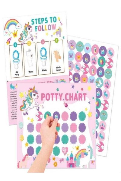 Generic Unicorn Potty Training Kit for Kids: 10 Reward Charts + 4 Reusable St...