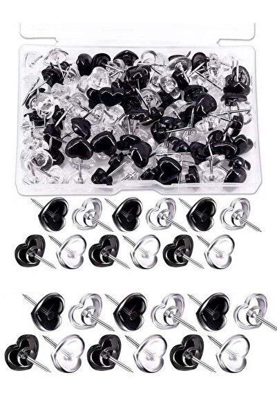 Generic 100 Pieces Heart Push Pins Clear Thumb Tacks Heart Shaped Push Pins f...
