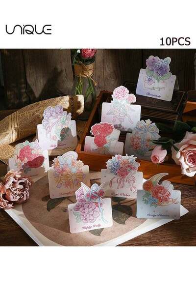 Generic 10 Sheets Watercolor Flower Series Greeting Cards - Foldable Bouquet ...