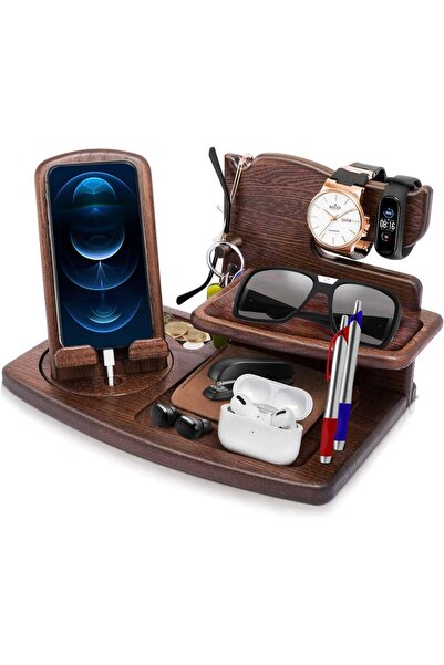 Generic Eco-Friendly Wooden Desk Organizer Wood Phone Docking Station- Office...