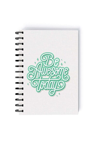 Generic Be Awesome Today Rectangle Spiral A5 Notebook White/Light Green