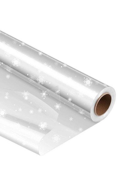 Generic 1 Roll Cellophane Wrap Roll Unfolded Width 40cm x 15m Snowflake Patte...