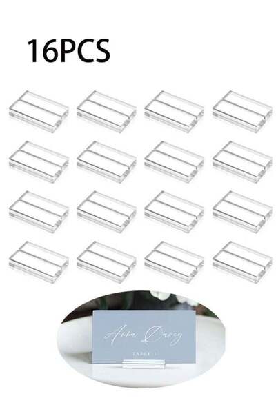 Generic 16 Pieces Acrylic Stands Clear Place Card Holders 1.6 Inch Acrylic Ta...