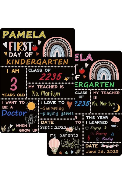 Generic ARS Boho Rainbow First and Last Day of School Chalkboard Sign, Back t...