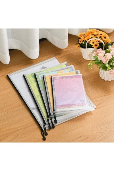 Generic 12 Pcs A5 Plastic Wallets Folder, A5 Clear PVC Mesh Zip Wallets, Zipp...