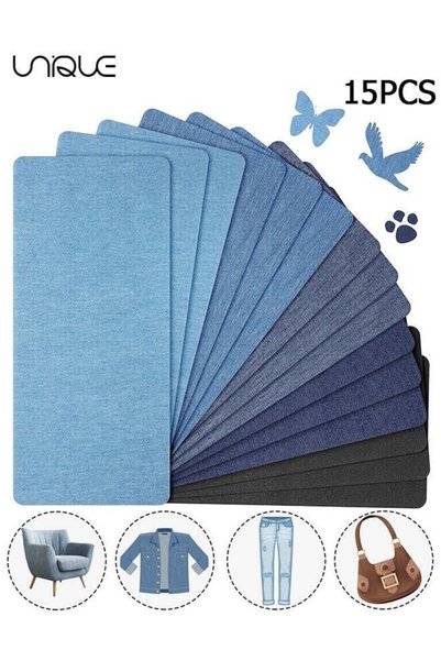 Generic 15 Sheets Iron-On Mending Fabric 4.92 x 11 Inch Clothes Patches Iron-...