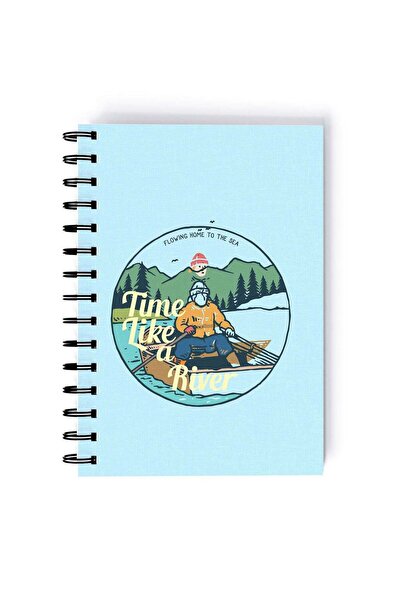 Generic Spiral A5 Notebook Camping Adventure Boating Fishing Blue Aesthetic