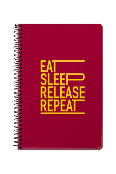 Generic A5 Eat Sleep Release Repeat Printed Spiral Bound Notebook Red/Yellow