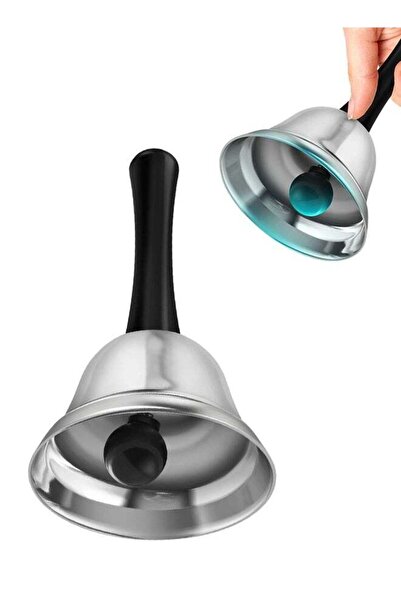 Generic 1 Pack Loud Silver Steel Hand Bell for Service with Black Handle, Din...