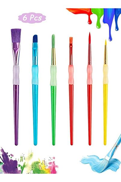 Generic 6 Pcs Paint Brushes Set - Colorful Handle Art Brushes - Kids Paint Br...