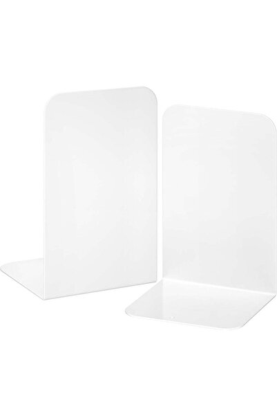 Generic Bookends 1 Pair, White Metal Book Ends, Bookends for Shelves, Book St...