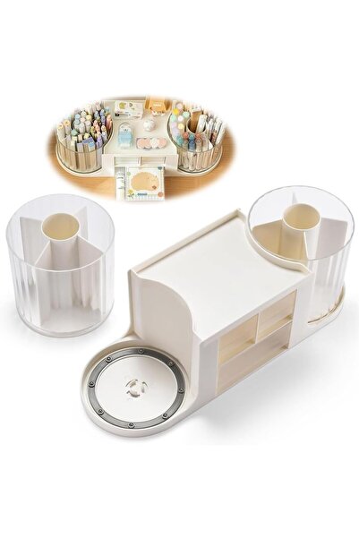 Generic Rotating Desk Organizer, Desktop stationery storage with 2 Pen Holder...