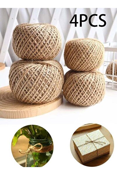 Generic 4 Pieces Gift Packing Twine Jute Cord Brown