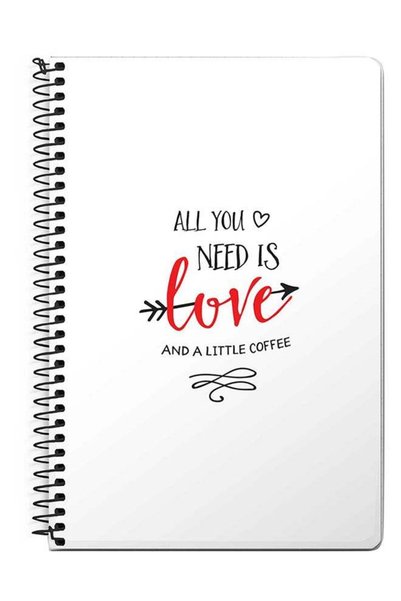 Generic All You Need Is A Little Love A5 Spiral Notebook White/Black