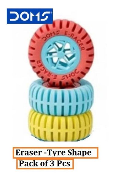 Generic DOMS E-Racer Stylish Fun Tyre Shaped Erasers for kids and students, 2...