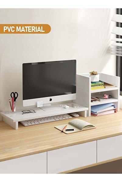 Generic Single Tier Computer Organizer + 3 Tier Storage Cabinet, Computer Mon...
