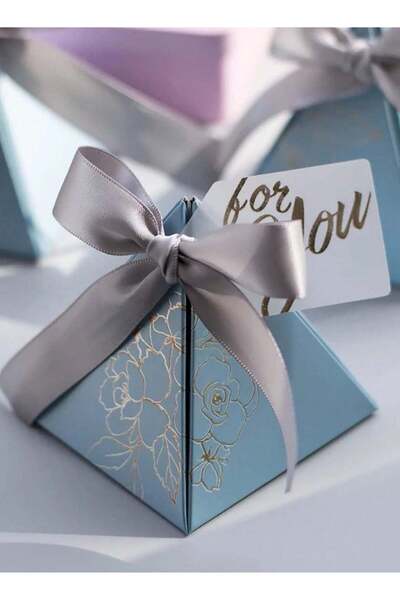 Generic 20pcs Luxury Wedding Candy Boxes with Ribbons – Pyramid-Shaped Paper ...