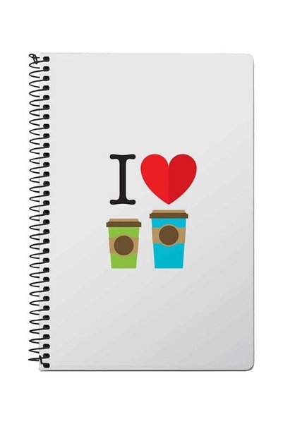 Generic I Love Coffee A5 Spiral Notebook Grey