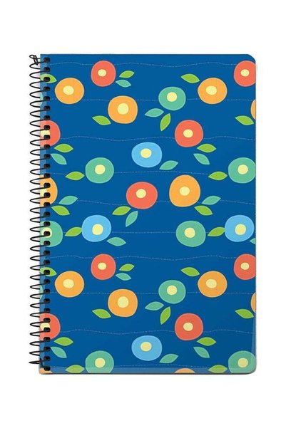 Generic Floral Bubbles A5 Spiral Notebook Blue/Green/Orange