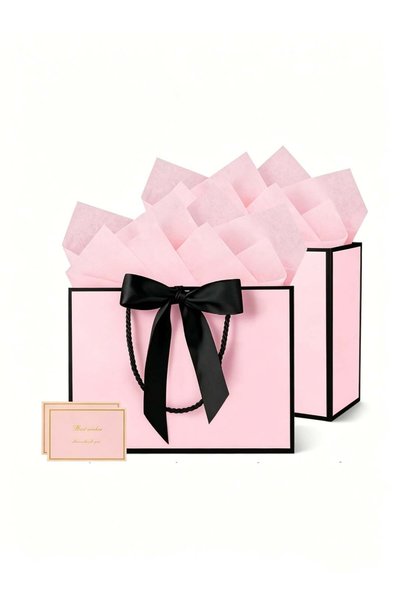 Generic 2PCS Pink Large Gift Bags with Handles, Paper Present Bags Including ...