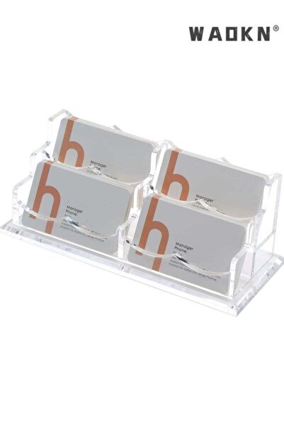Generic Business Card Holder for Desk 2 Tier 4 Slots, Clear Acrylic Business ...