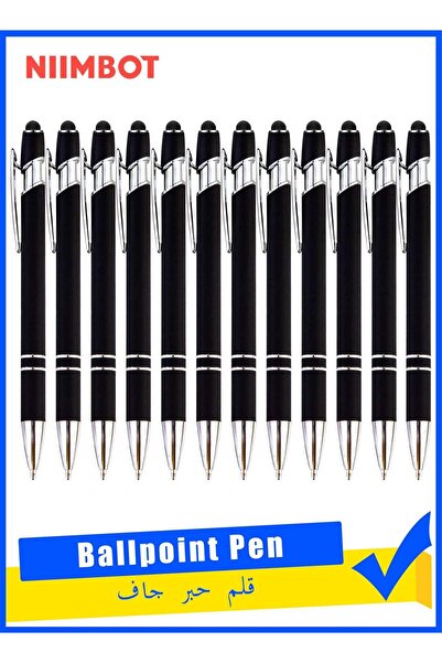 Generic 12 Pcs Black Ballpoint Pen with Stylus Tip, 2 in 1 Stylus Pen for Tou...