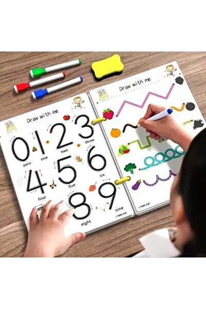 Generic 4-in-1 Reusable Tracing Workbook for Kids Ages 3-8 – 144 Pages Erasab...