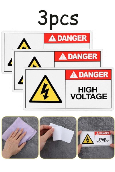 Generic 3 PCS High Voltage Warning Stickers, Self Adhesive Electrical Labels,...