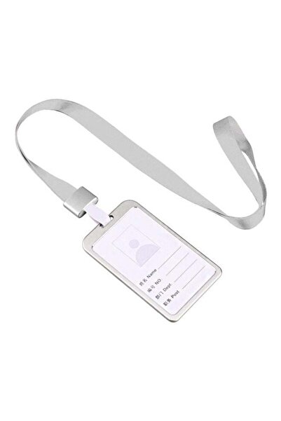 Generic Aluminum Alloy Identity Badge Holder With Lanyard Silver
